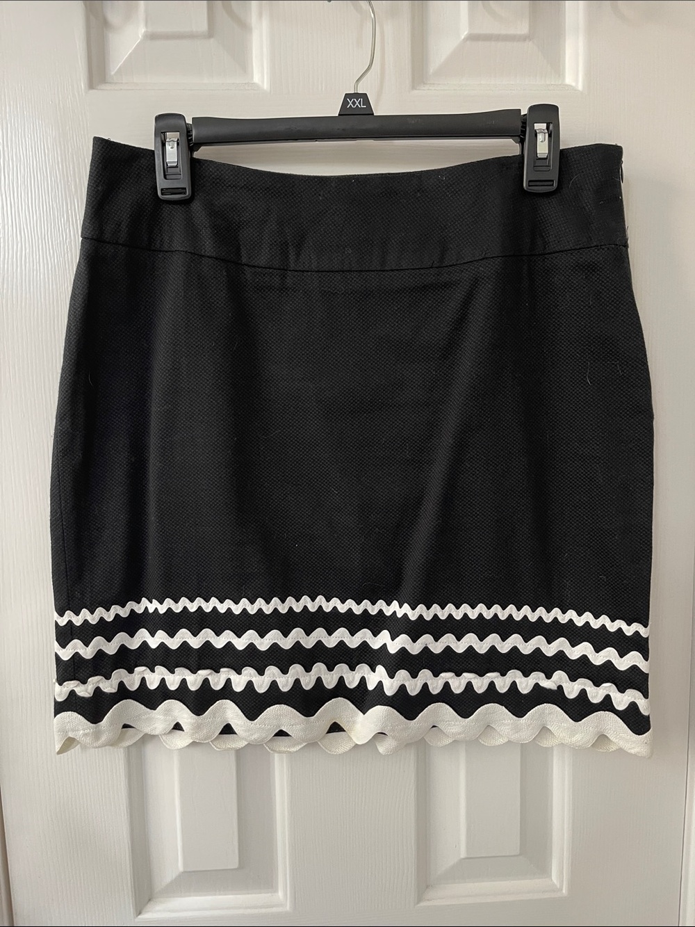 Bushwhacked Vintage Black Mini Skirt with White Scalloped Trim